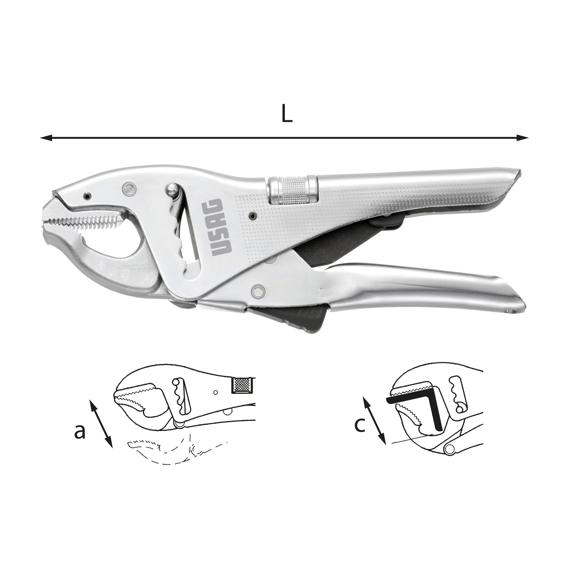 135 A - Pince à crémaillère réglable autobloquante à becs courts - Usag - U01350505 135 A - Pince à crémaillère réglable autobloquante à becs courts - Usag - U01350505